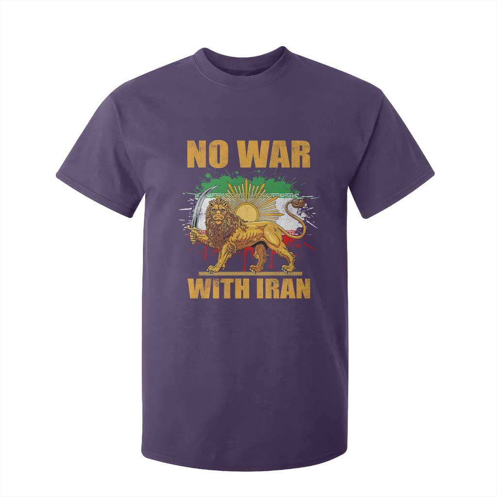 No War With Iran T Shirt For Kid Iran Flag Lion And Sun Persian Pride TS11 Purple Print Your Wear