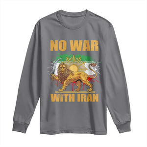 No War With Iran Long Sleeve Shirt Iran Flag Lion And Sun Persian Pride TS11 Charcoal Print Your Wear