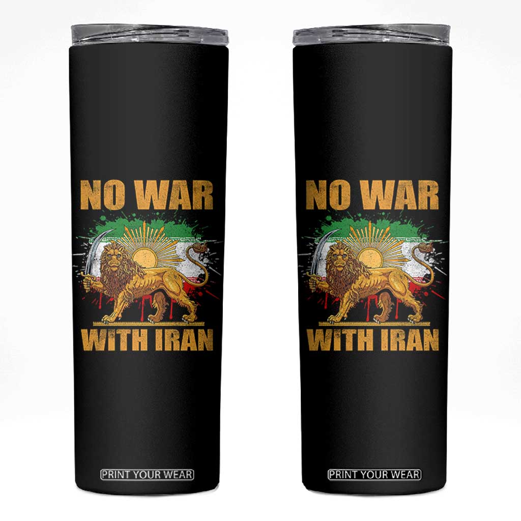 No War With Iran Skinny Tumbler Iran Flag Lion And Sun Persian Pride TS11 Black Print Your Wear