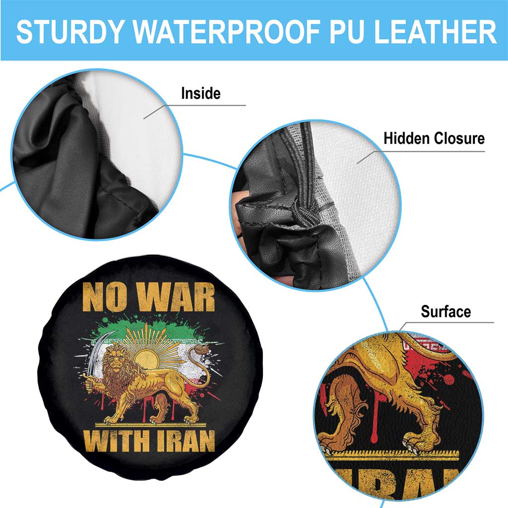 No War With Iran Spare Tire Cover Iran Flag Lion And Sun Persian Pride TS11 Print Your Wear