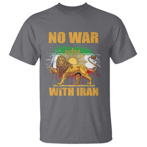 No War With Iran T Shirt Iran Flag Lion And Sun Persian Pride TS11 Charcoal Print Your Wear