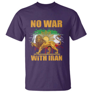 No War With Iran T Shirt Iran Flag Lion And Sun Persian Pride TS11 Purple Print Your Wear