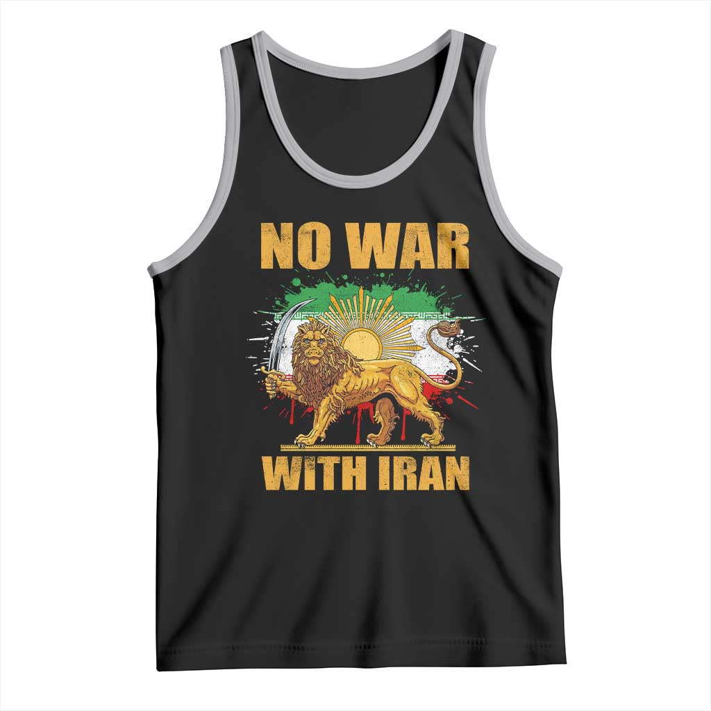 No War With Iran Tank Top Iran Flag Lion And Sun Persian Pride TS11 Black Athletic Heather Print Your Wear
