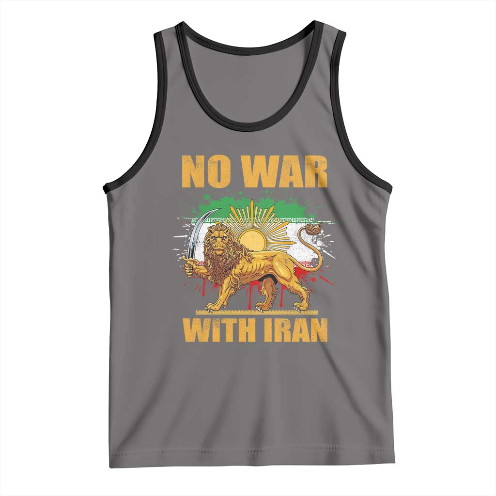 No War With Iran Tank Top Iran Flag Lion And Sun Persian Pride TS11 Deep Heather Black Print Your Wear