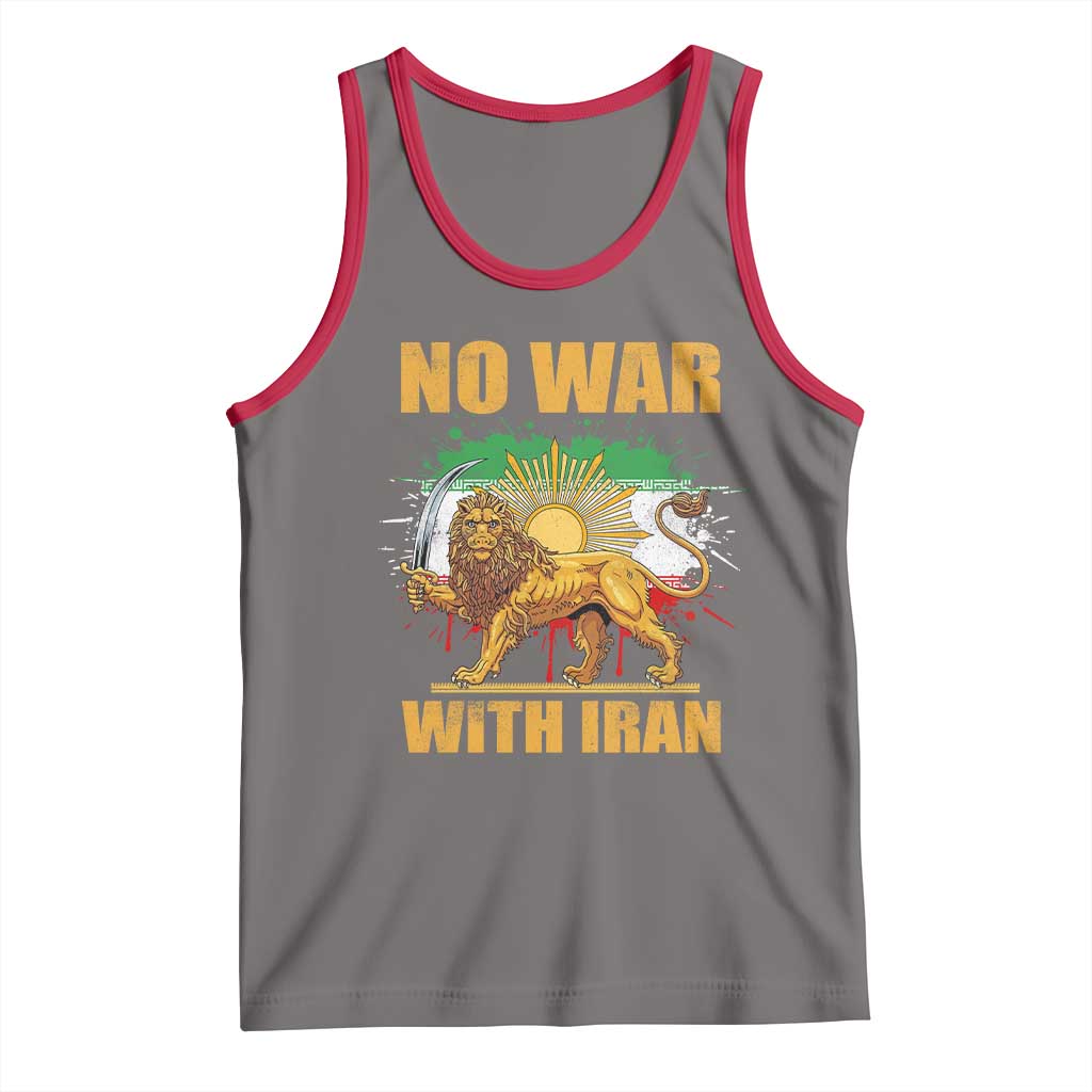 No War With Iran Tank Top Iran Flag Lion And Sun Persian Pride TS11 Deep Heather Red Print Your Wear