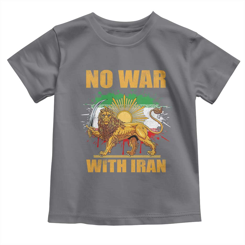 No War With Iran Toddler T Shirt Iran Flag Lion And Sun Persian Pride TS11 Charcoal Print Your Wear