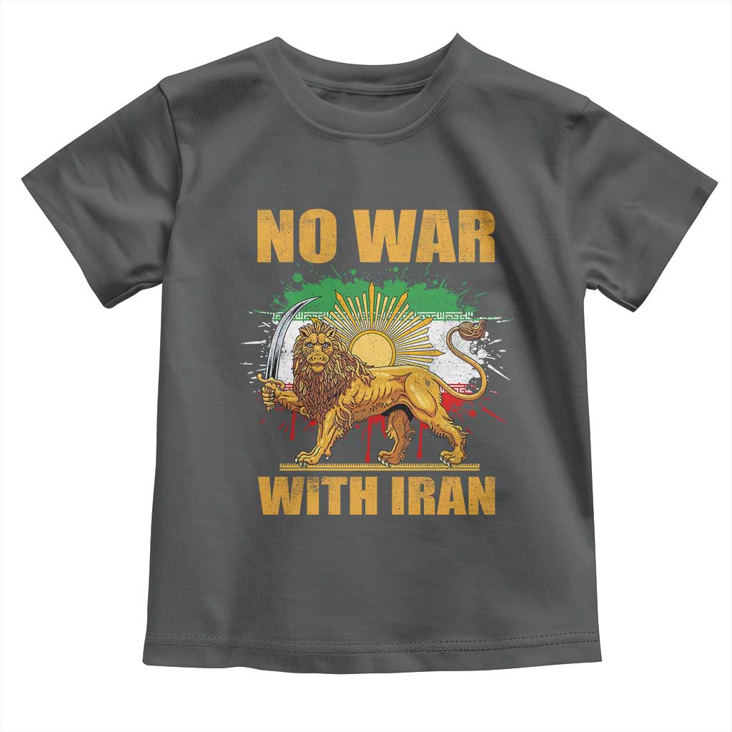 No War With Iran Toddler T Shirt Iran Flag Lion And Sun Persian Pride TS11 Dark Heather Print Your Wear