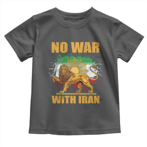 No War With Iran Toddler T Shirt Iran Flag Lion And Sun Persian Pride TS11 Dark Heather Print Your Wear