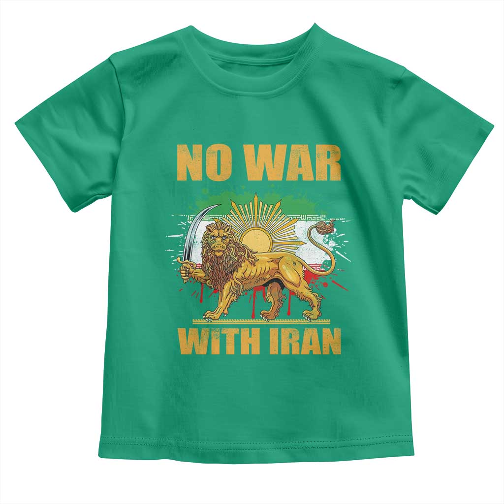 No War With Iran Toddler T Shirt Iran Flag Lion And Sun Persian Pride TS11 Irish Green Print Your Wear