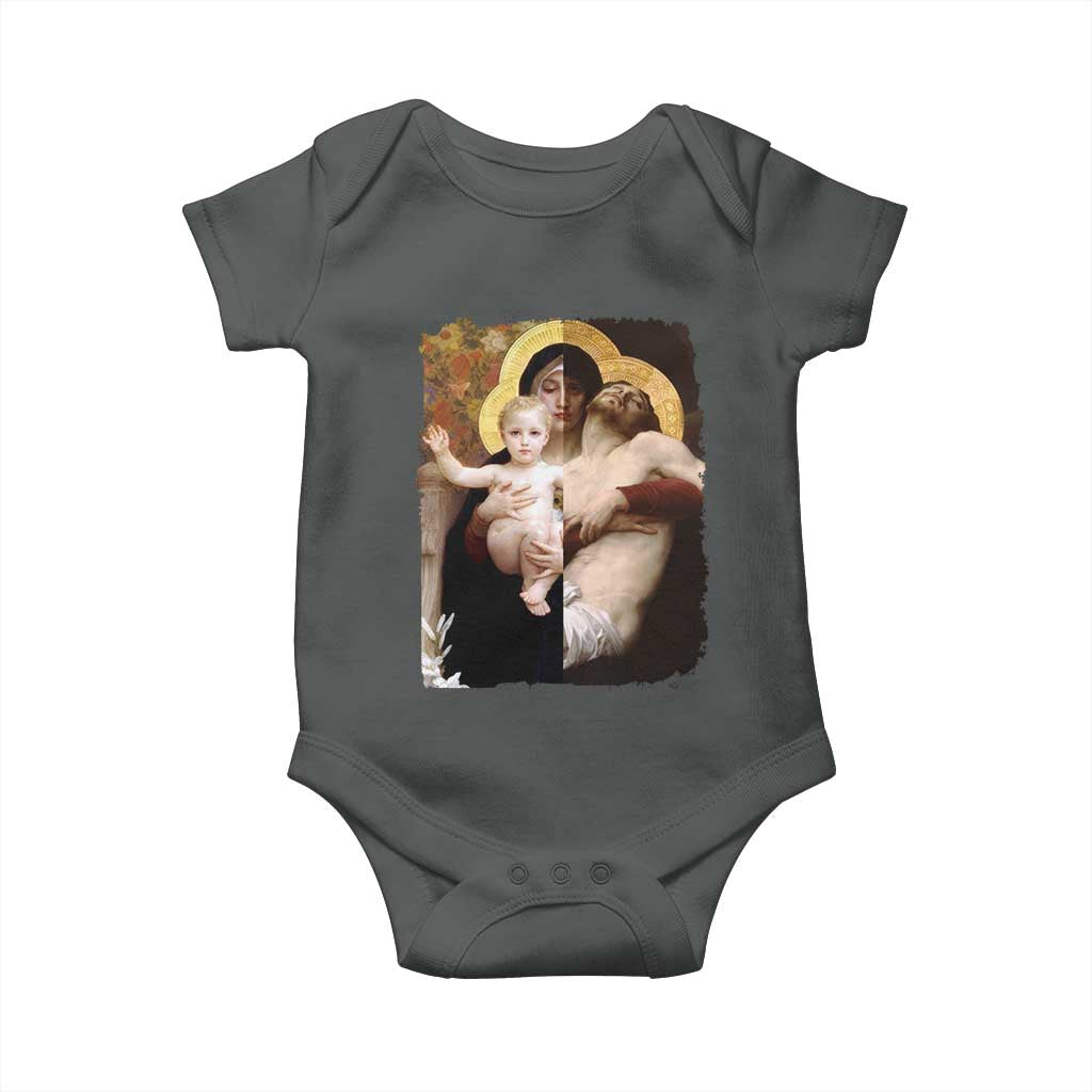 Jesus Christ and Mother Mary William Adolphe Bouguereau Art Baby Onesie TS11 Dark Heather Print Your Wear