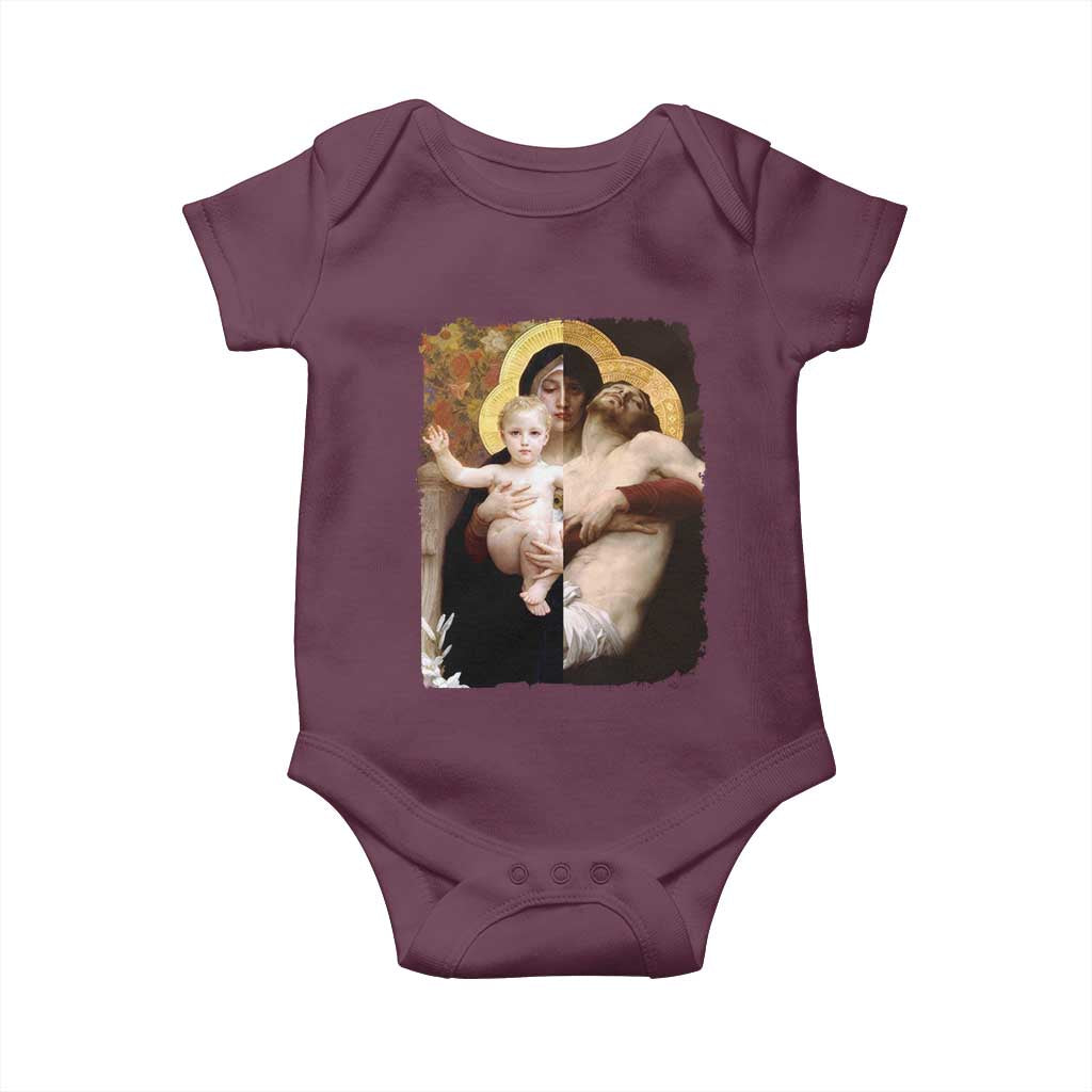 Jesus Christ and Mother Mary William Adolphe Bouguereau Art Baby Onesie TS11 Maroon Print Your Wear