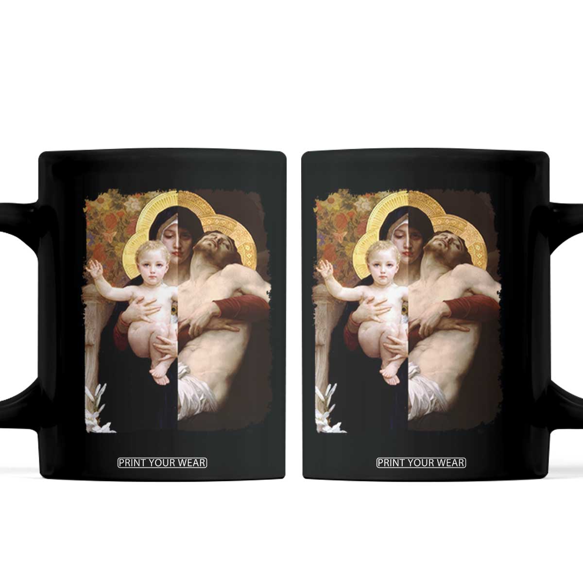 Jesus Christ and Mother Mary William Adolphe Bouguereau Art Coffee Mug TS11 Black Print Your Wear