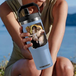 Jesus Christ and Mother Mary William Adolphe Bouguereau Art Flip Straw Tumbler TS11 One Size: 30 oz Light Blue Print Your Wear
