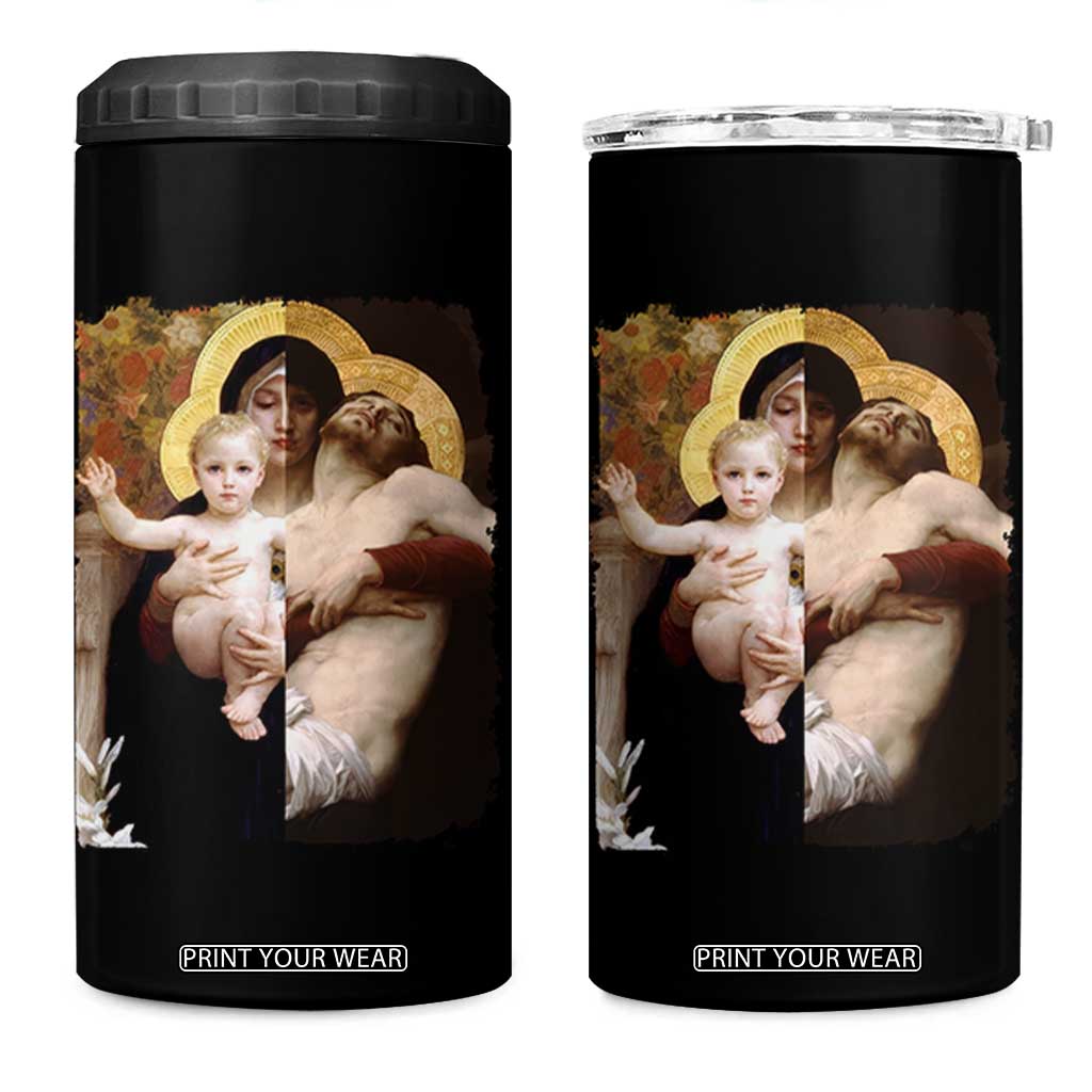 Jesus Christ and Mother Mary William Adolphe Bouguereau Art 4 in 1 Can Cooler Tumbler TS11 One Size: 16 oz Black Print Your Wear