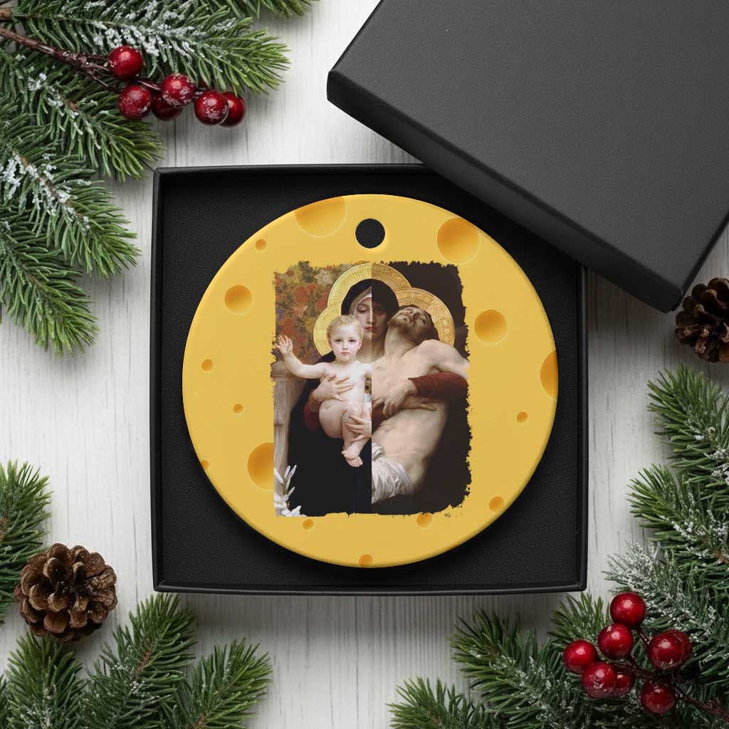 Jesus Christ and Mother Mary William Adolphe Bouguereau Art Ceramic Ornament TS11 1pc Yellow Cheese Print Your Wear