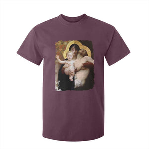 Jesus Christ and Mother Mary William Adolphe Bouguereau Art T Shirt For Kid TS11 Maroon Print Your Wear