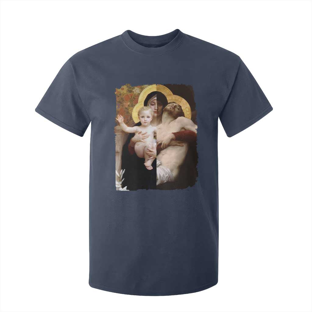 Jesus Christ and Mother Mary William Adolphe Bouguereau Art T Shirt For Kid TS11 Navy Print Your Wear