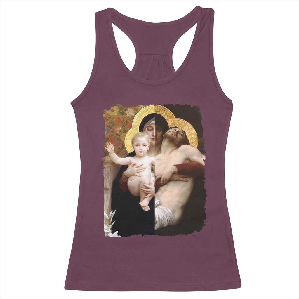 Jesus Christ and Mother Mary William Adolphe Bouguereau Art Racerback Tank Top TS11 Maroon Print Your Wear