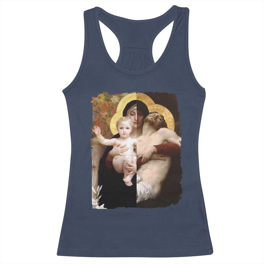 Jesus Christ and Mother Mary William Adolphe Bouguereau Art Racerback Tank Top TS11 Navy Print Your Wear