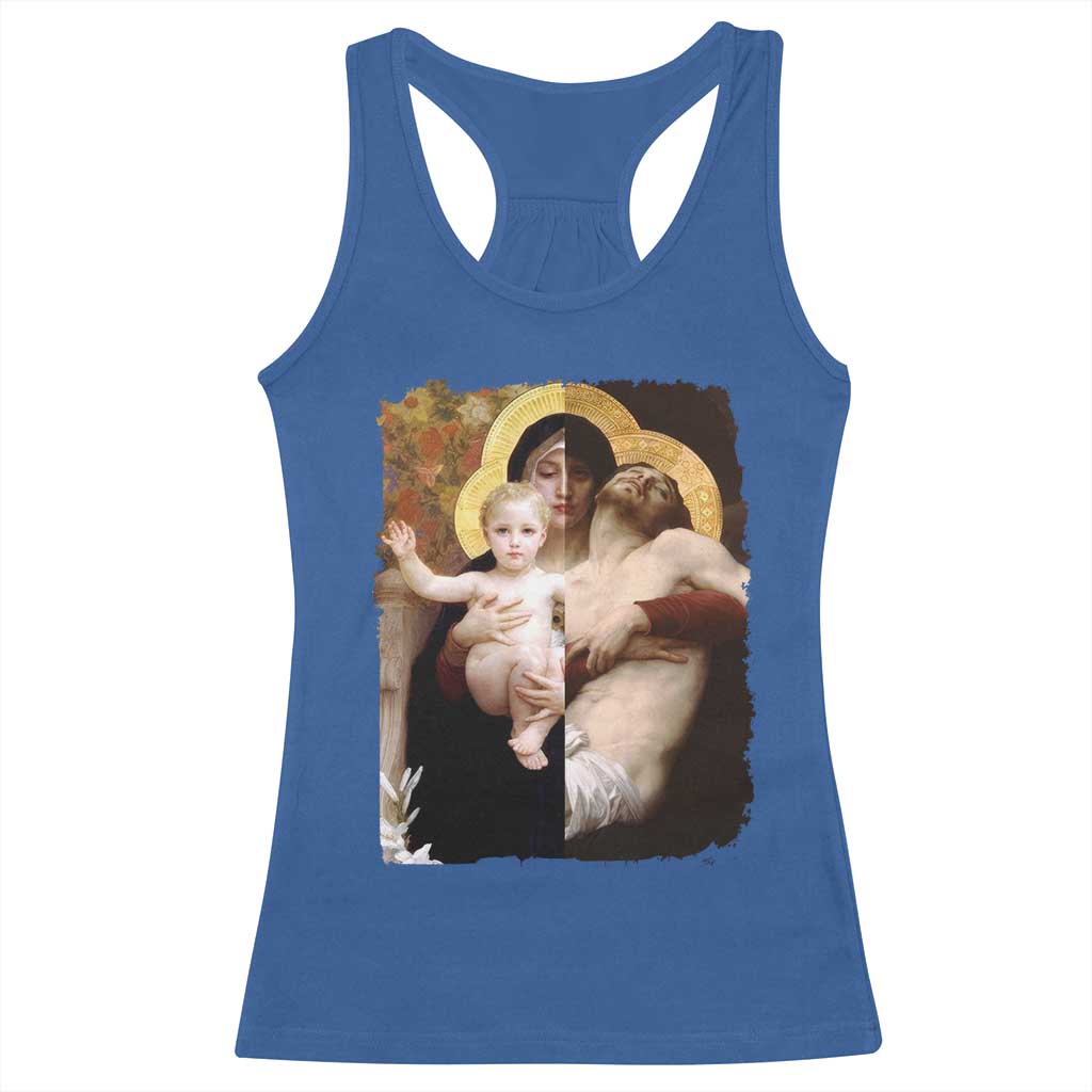 Jesus Christ and Mother Mary William Adolphe Bouguereau Art Racerback Tank Top TS11 Royal Blue Print Your Wear