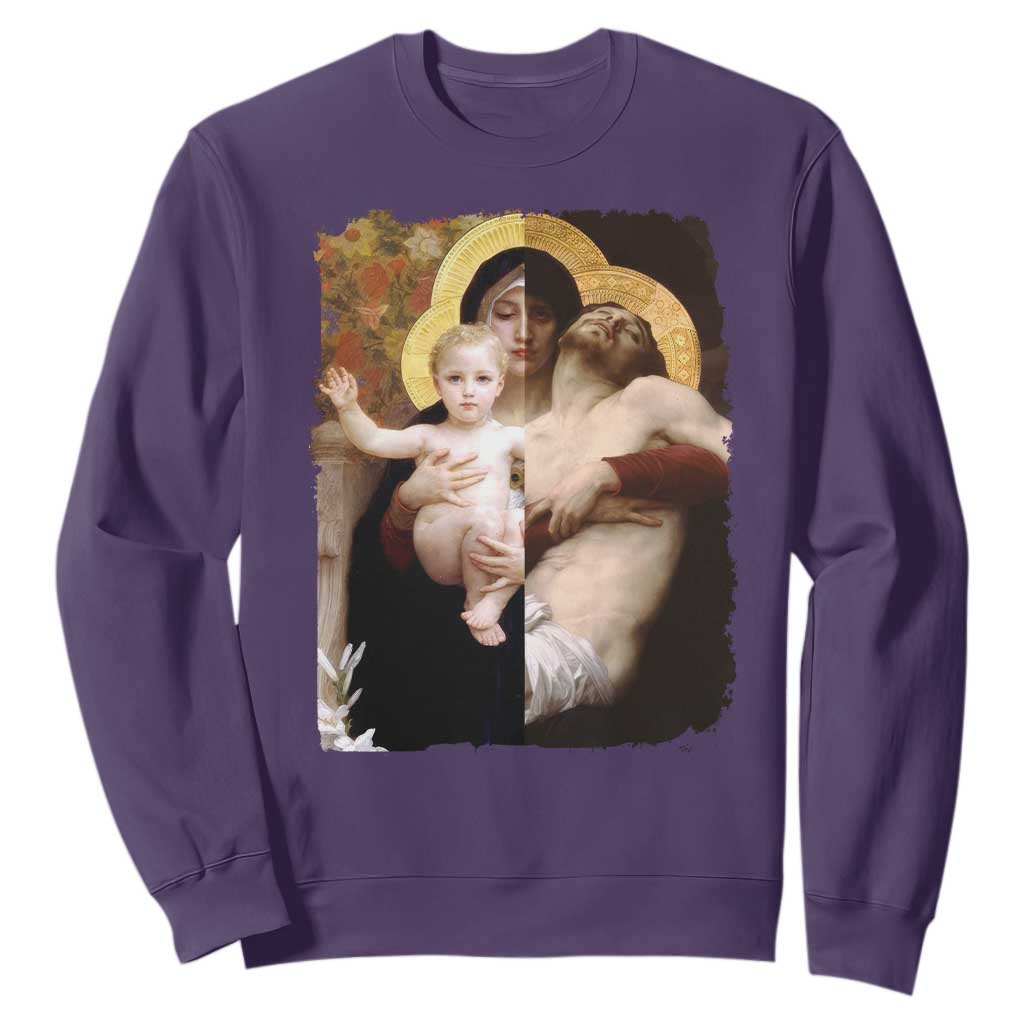 Jesus Christ and Mother Mary William Adolphe Bouguereau Art Sweatshirt TS11 Purple Print Your Wear