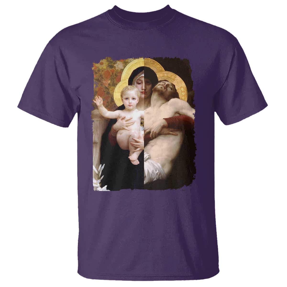 Jesus Christ and Mother Mary William Adolphe Bouguereau Art T Shirt TS11 Purple Print Your Wear