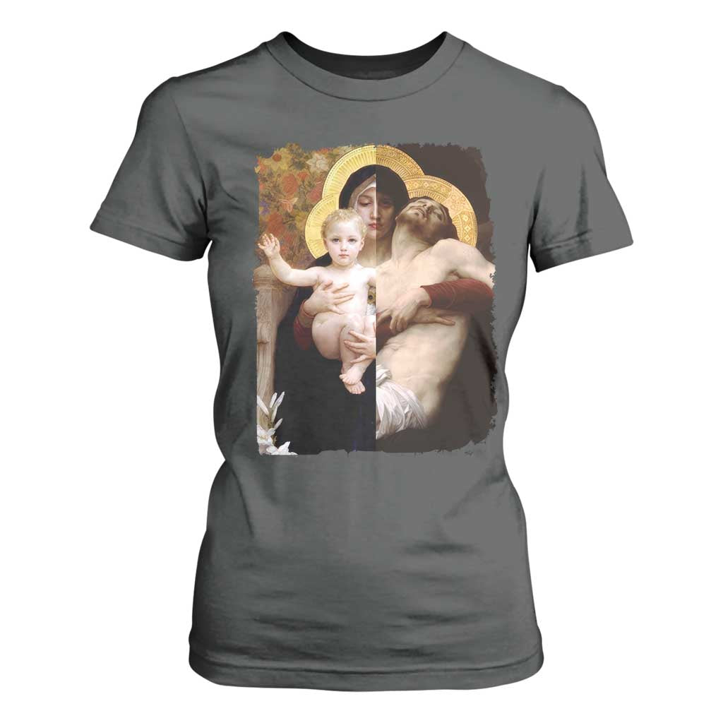 Jesus Christ and Mother Mary William Adolphe Bouguereau Art T Shirt For Women TS11 Dark Heather Print Your Wear