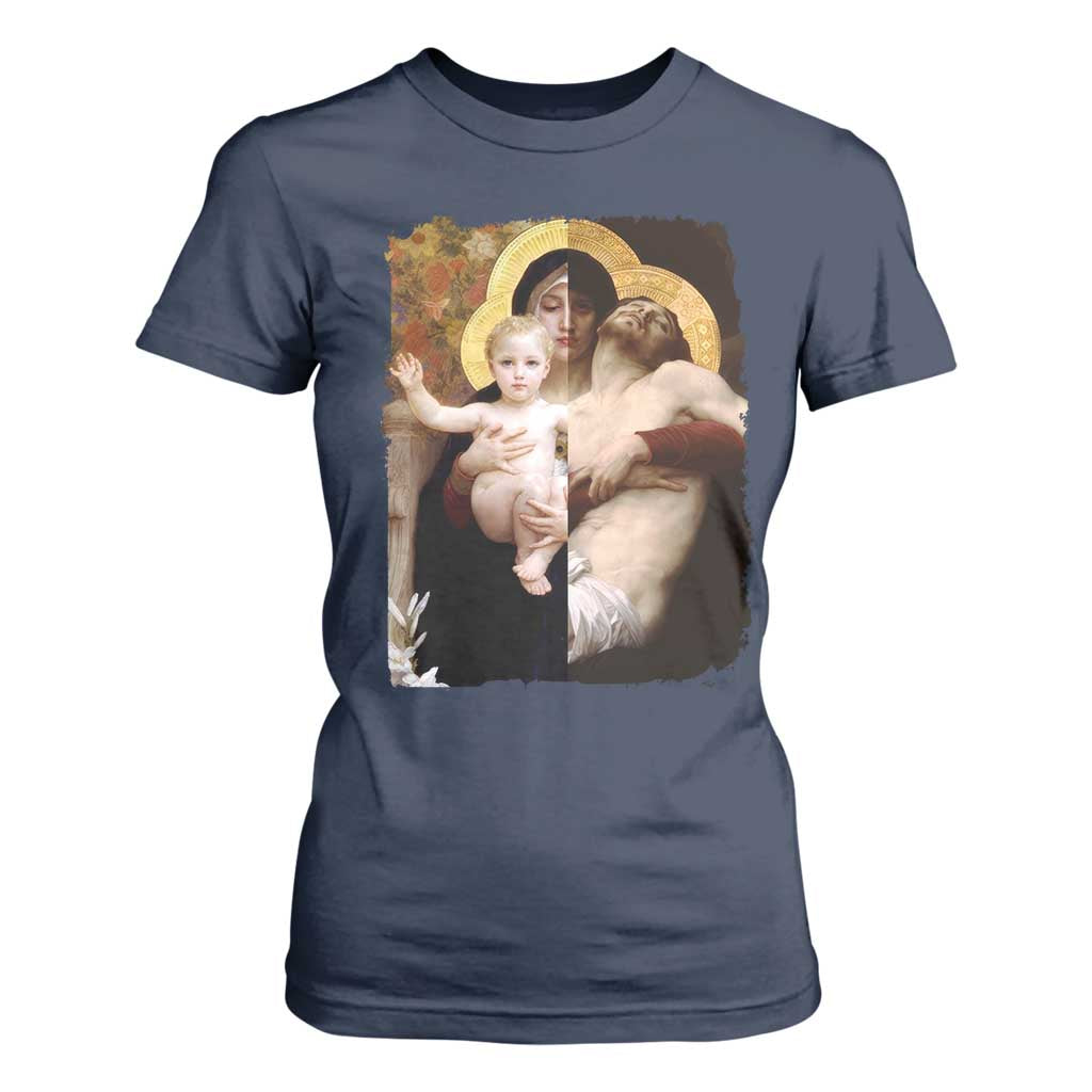 Jesus Christ and Mother Mary William Adolphe Bouguereau Art T Shirt For Women TS11 Navy Print Your Wear