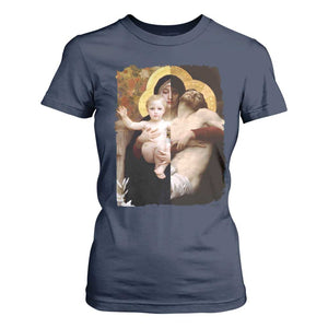 Jesus Christ and Mother Mary William Adolphe Bouguereau Art T Shirt For Women TS11 Navy Print Your Wear