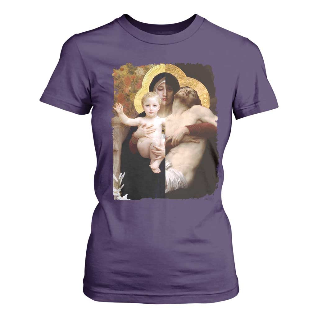 Jesus Christ and Mother Mary William Adolphe Bouguereau Art T Shirt For Women TS11 Purple Print Your Wear