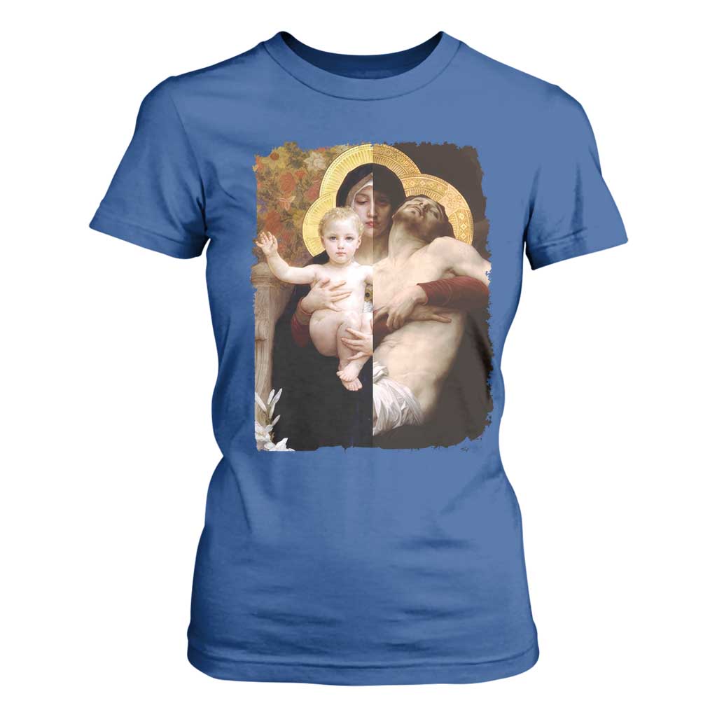 Jesus Christ and Mother Mary William Adolphe Bouguereau Art T Shirt For Women TS11 Royal Blue Print Your Wear