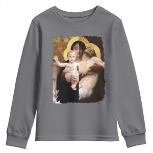 Jesus Christ and Mother Mary William Adolphe Bouguereau Art Youth Sweatshirt TS11 Charcoal Print Your Wear
