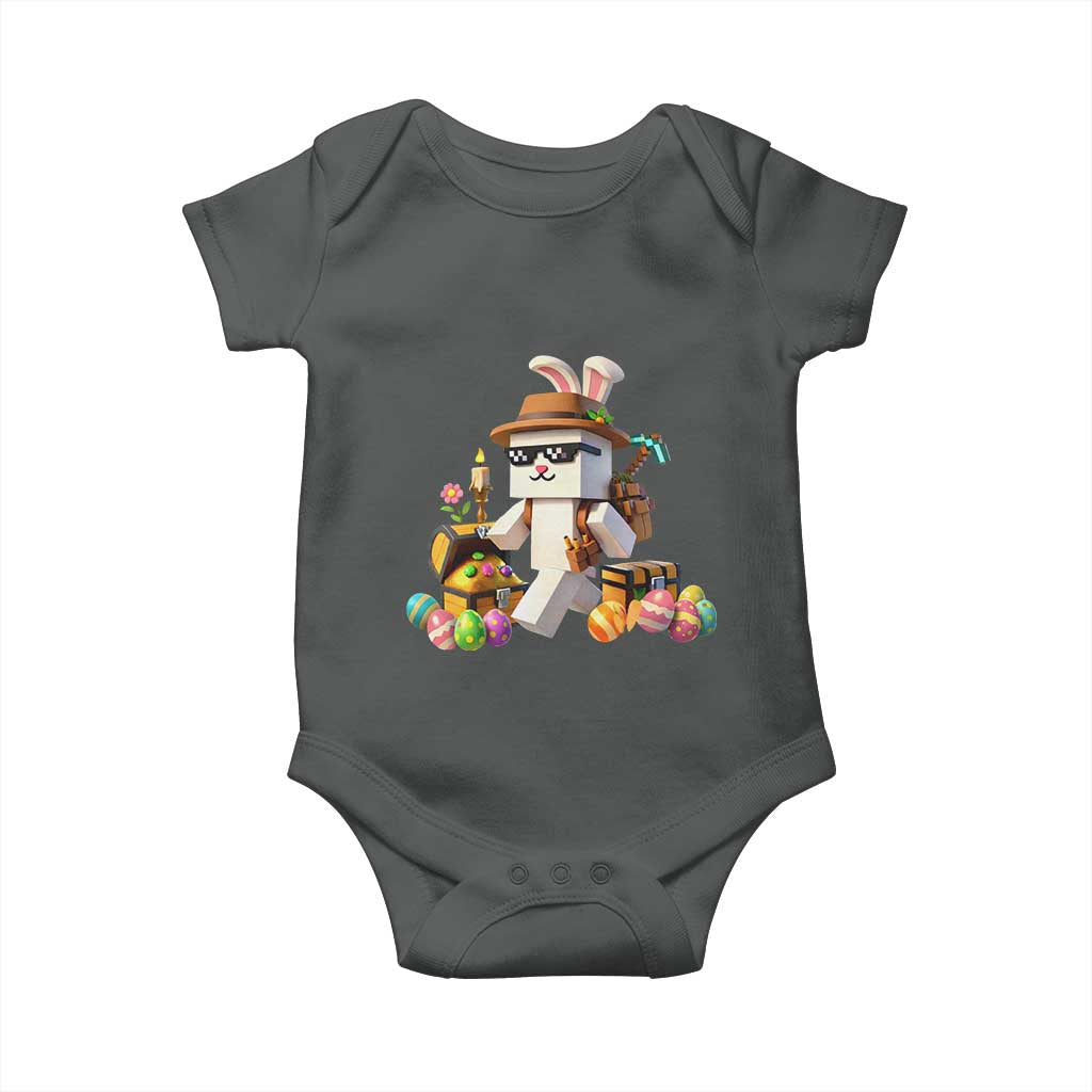 Funny Easter Day Bunny Miner Egg Video Game Baby Onesie TS11 Dark Heather Print Your Wear
