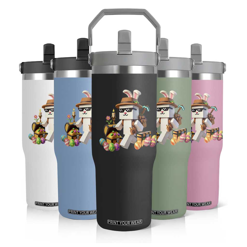 Funny Easter Day Bunny Miner Egg Video Game Flip Straw Tumbler TS11 Print Your Wear