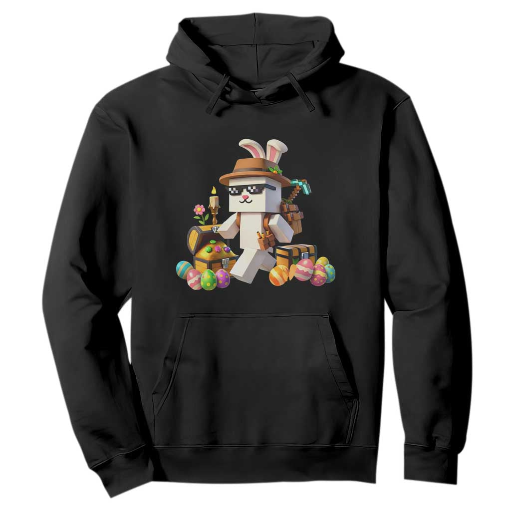 Funny Easter Day Bunny Miner Egg Video Game Hoodie TS11 Black Print Your Wear