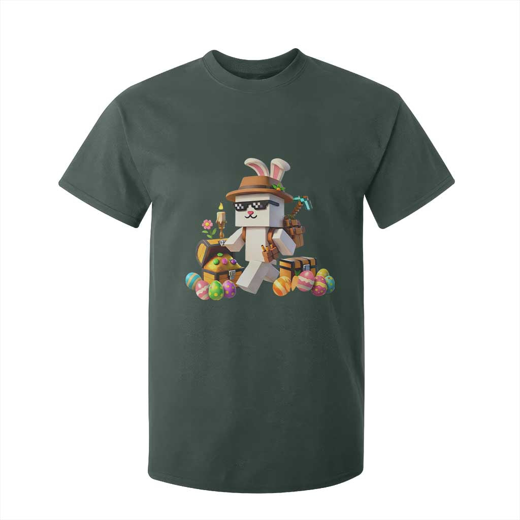 Funny Easter Day Bunny Miner Egg Video Game T Shirt For Kid TS11 Dark Forest Green Print Your Wear