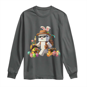 Funny Easter Day Bunny Miner Egg Video Game Long Sleeve Shirt TS11 Dark Heather Print Your Wear