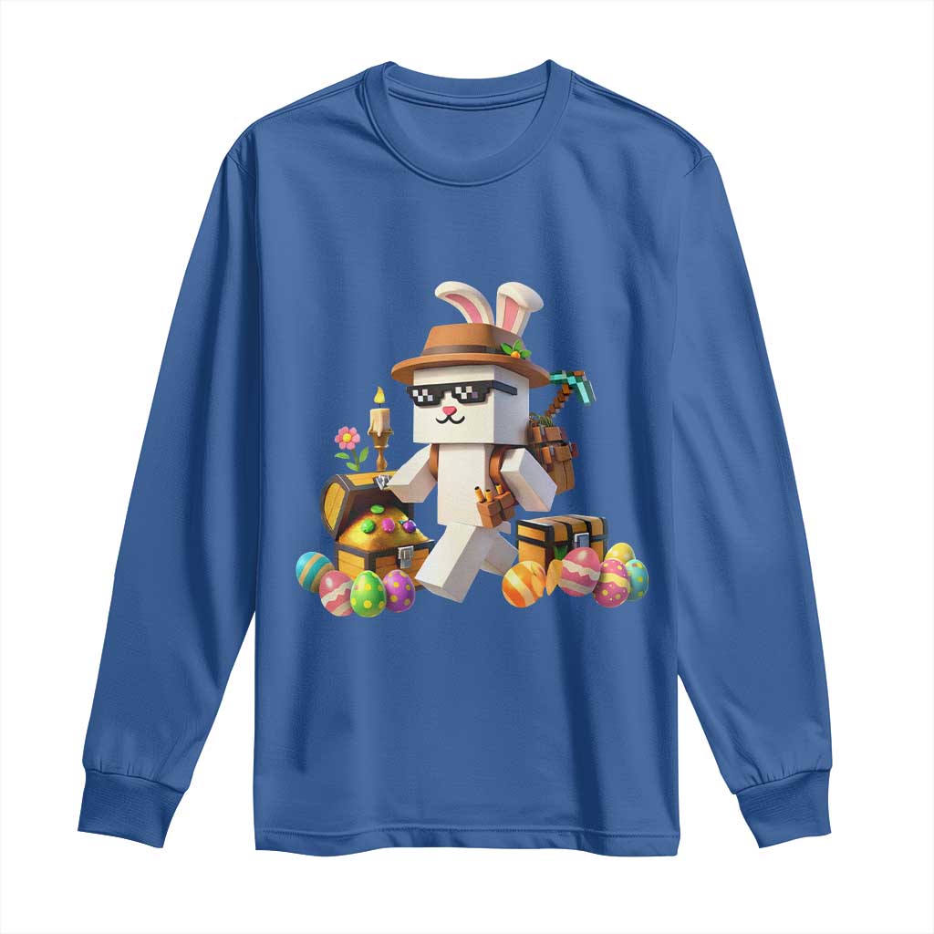 Funny Easter Day Bunny Miner Egg Video Game Long Sleeve Shirt TS11 Royal Blue Print Your Wear