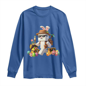 Funny Easter Day Bunny Miner Egg Video Game Long Sleeve Shirt TS11 Royal Blue Print Your Wear