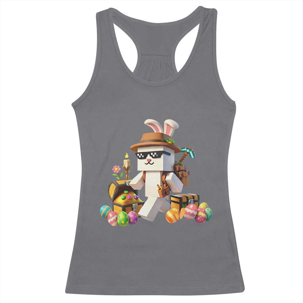 Funny Easter Day Bunny Miner Egg Video Game Racerback Tank Top TS11 Charcoal Print Your Wear