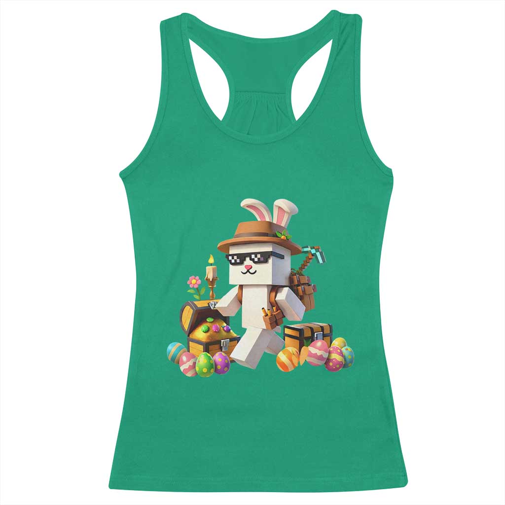 Funny Easter Day Bunny Miner Egg Video Game Racerback Tank Top TS11 Irish Green Print Your Wear