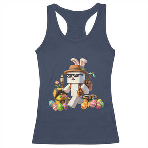 Funny Easter Day Bunny Miner Egg Video Game Racerback Tank Top TS11 Navy Print Your Wear