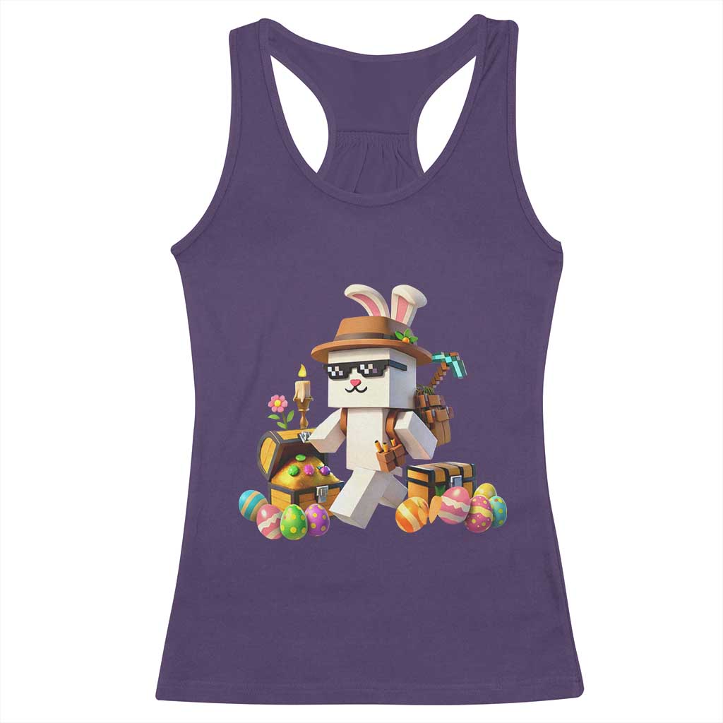 Funny Easter Day Bunny Miner Egg Video Game Racerback Tank Top TS11 Purple Print Your Wear