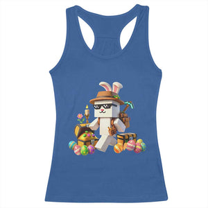 Funny Easter Day Bunny Miner Egg Video Game Racerback Tank Top TS11 Royal Blue Print Your Wear