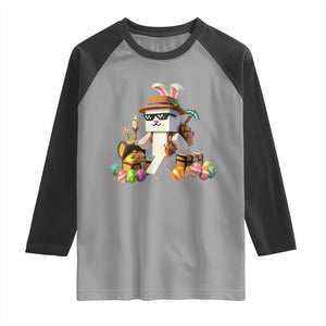Funny Easter Day Bunny Miner Egg Video Game Raglan Shirt TS11 Sport Gray Black Print Your Wear