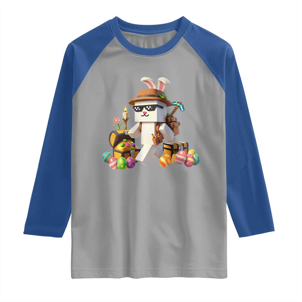 Funny Easter Day Bunny Miner Egg Video Game Raglan Shirt TS11 Sport Gray Royal Print Your Wear