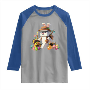 Funny Easter Day Bunny Miner Egg Video Game Raglan Shirt TS11 Sport Gray Royal Print Your Wear