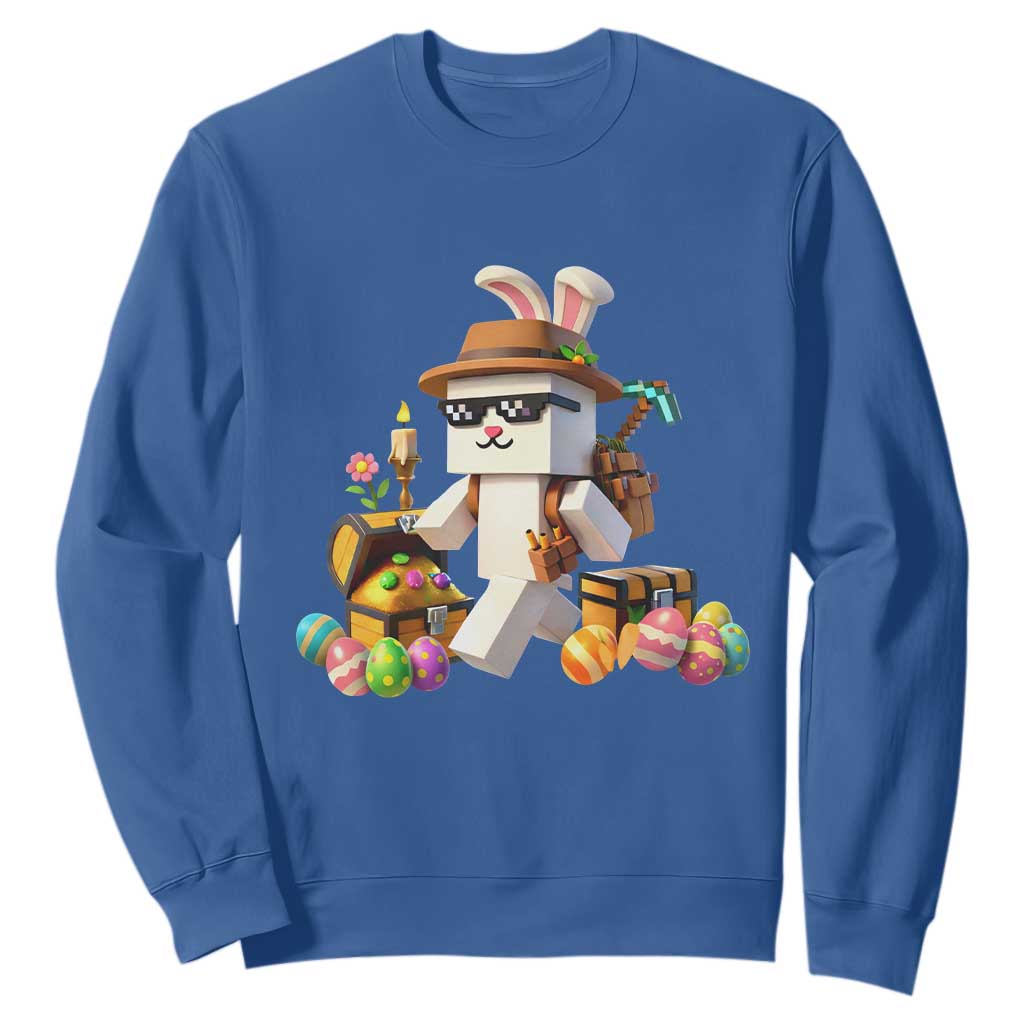 Funny Easter Day Bunny Miner Egg Video Game Sweatshirt TS11 Royal Blue Print Your Wear