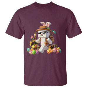 Funny Easter Day Bunny Miner Egg Video Game T Shirt TS11 Maroon Print Your Wear