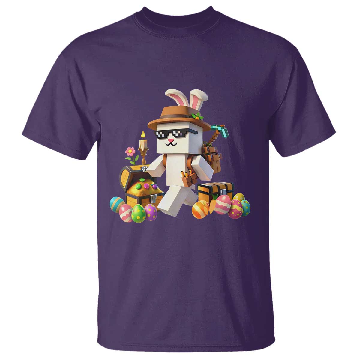 Funny Easter Day Bunny Miner Egg Video Game T Shirt TS11 Purple Print Your Wear